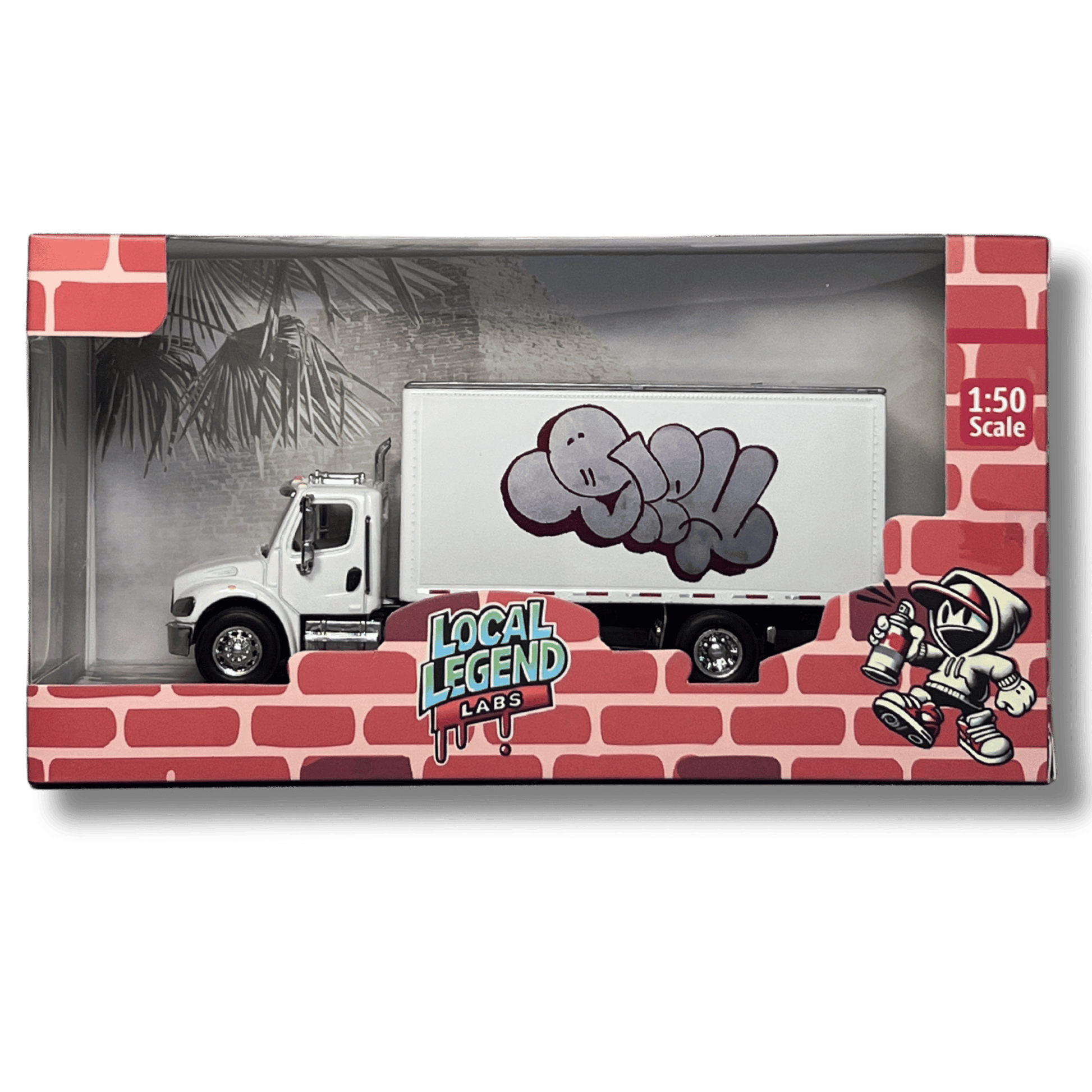 Grey collectable box truck in package